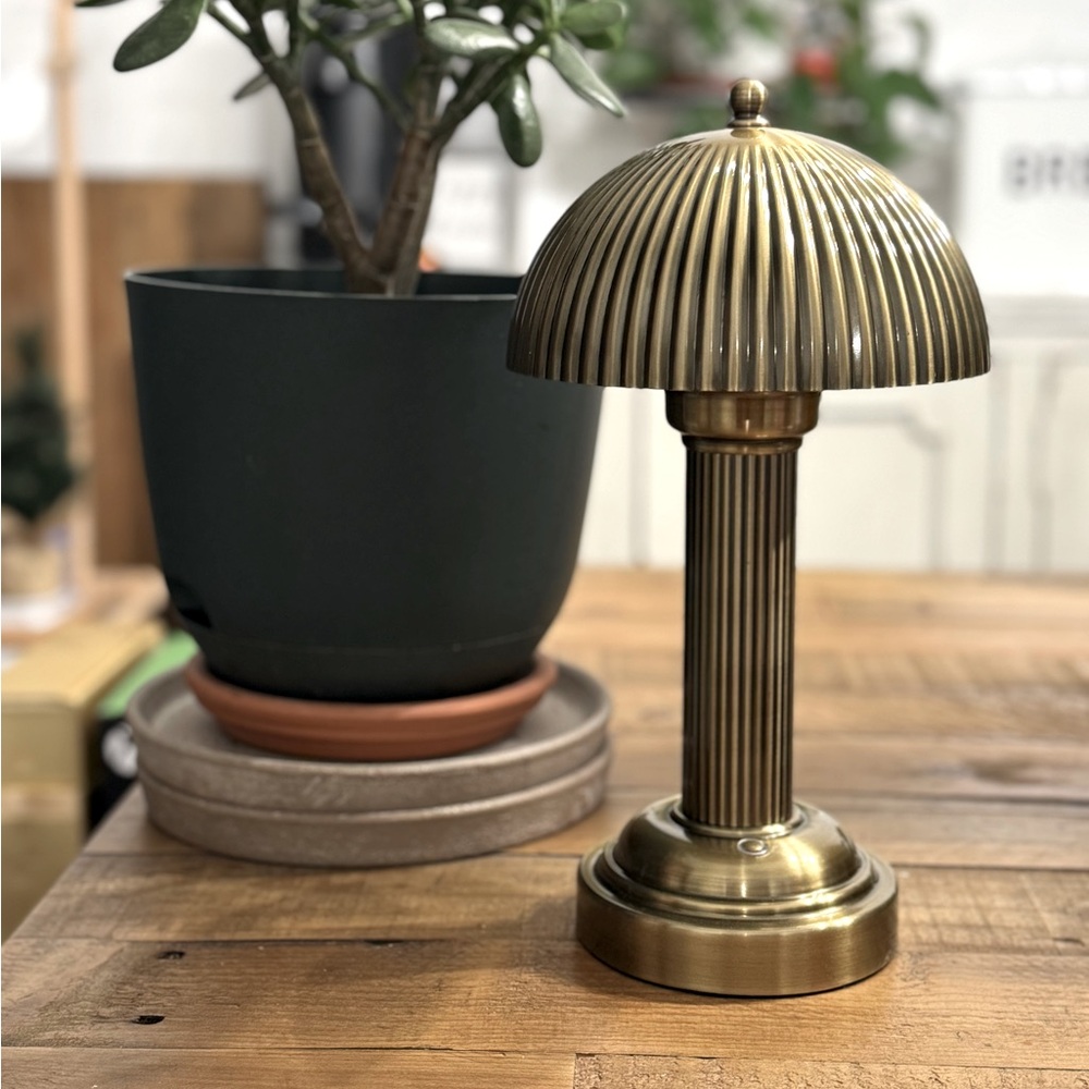 Hearth & Hand with Magnolia 11.5” Fluted Metal Rechargeable Library Table Lamp